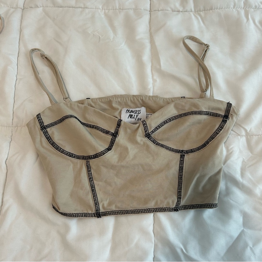 Tan Bustier Crop Top